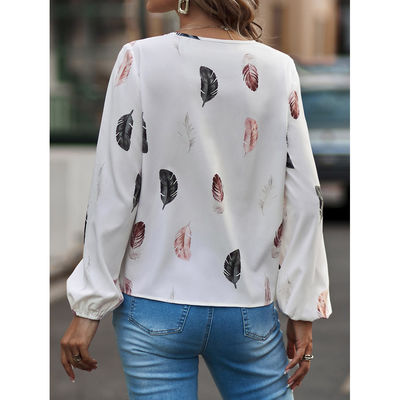 قميص ريشي نسائي بطاقة V-Neck