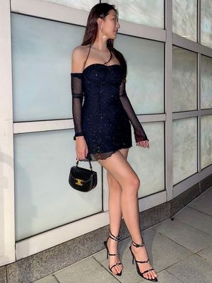 سكسية صافية الرياح غاز الأكمام بدون ظهري ثوب مناسب نحيف يغطي الأرداف