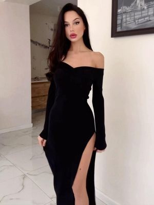 طعام ملابس مسائية طويلة مزاج مثير فستان نحيف امرأة