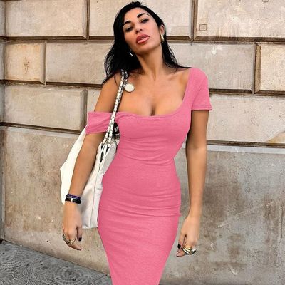 الربيع الصيفي المخصصة الموضة الجديدة سكسية حمالة قصر الأكمام الفستان